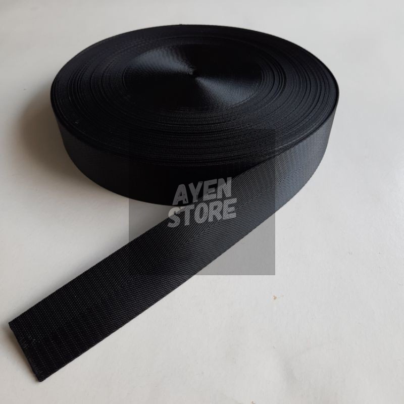 Webbing nylon 3.8 cm motif herringbone (per roll / 45 m). webbing nilon panah import.