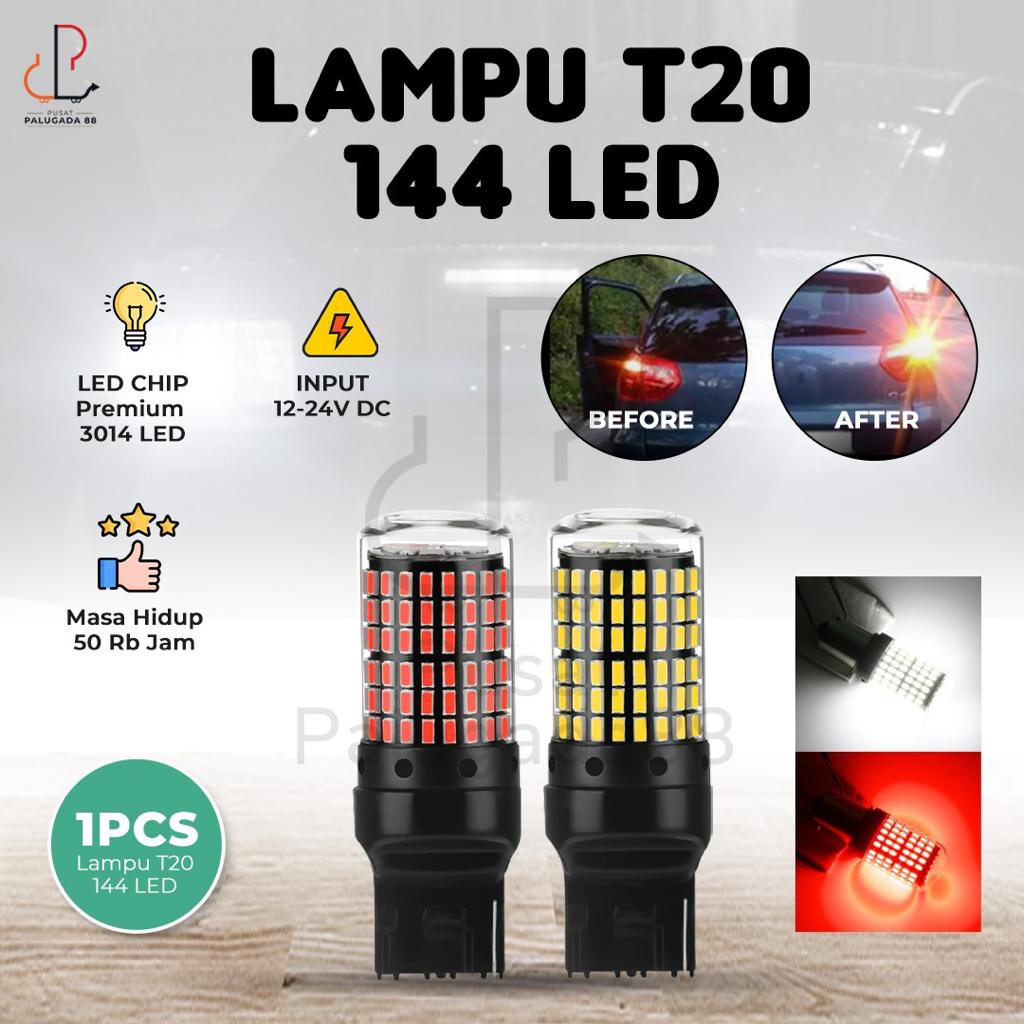 Lampu T20 LED Sein Canbus Mata Mobil 7440 144 Rem Luminos SUPER BRIGHT Senja Titik SMD 12v 24v Tancap W21W Mundur Sign Motor DC 12V