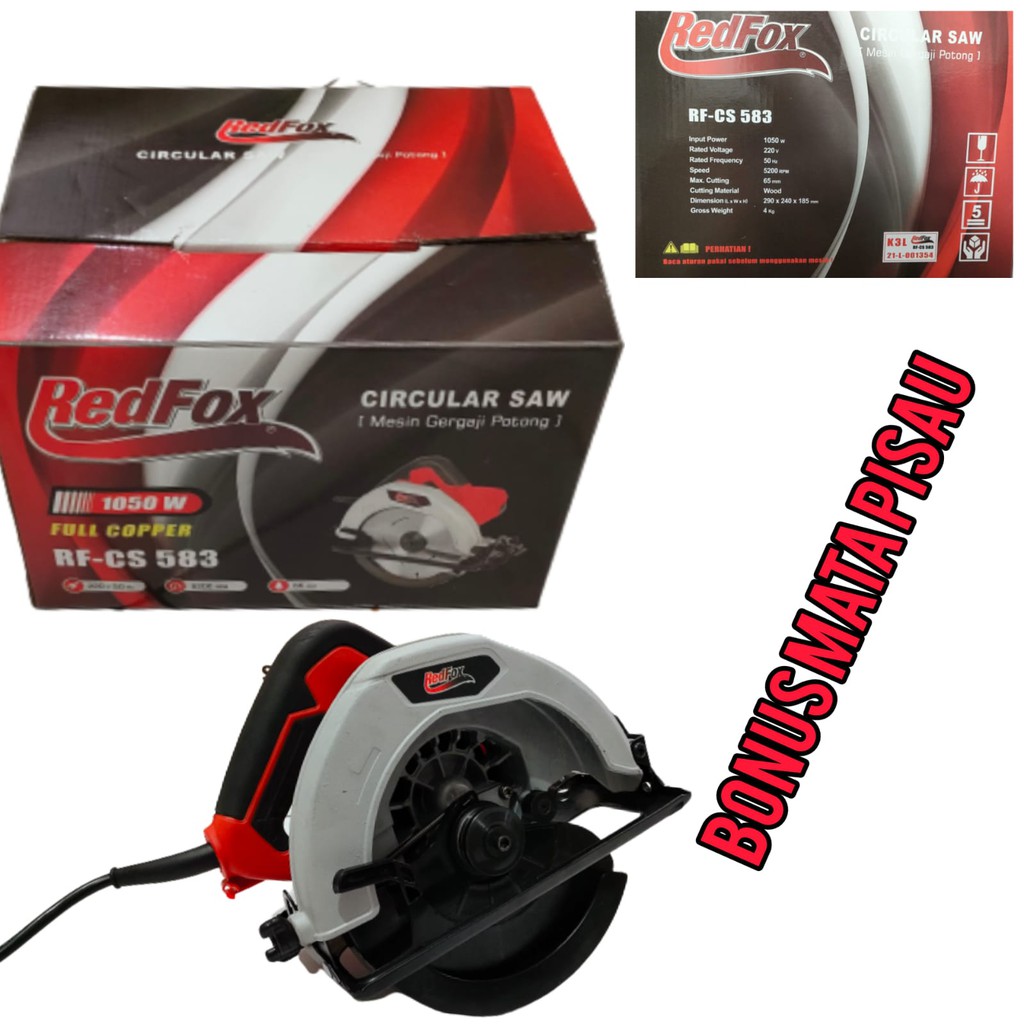Circular Saw / Mesin Gergaji / Mesin Potong Kayu / Mesin sirkel Redfox RF-CS 583 Full Copper