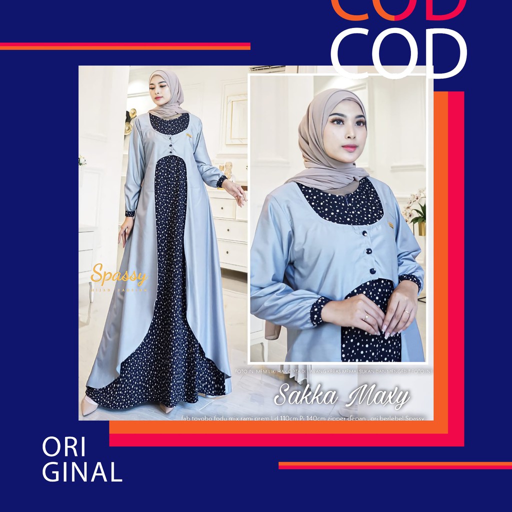Sakka Maxy Ori by Spassy Gamis Maxi Dress Bahan Toyobo mix Rami LD 110 PB 140