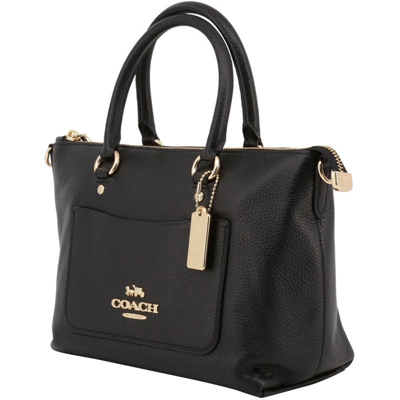 MINI EMMA SATCHEL IN PEBBLE BLACK LEATHER (31466)