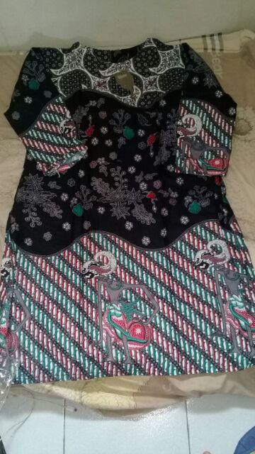 Couple Vania Sogan Batik Mono Putih Sarimbit Tunik Dress