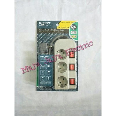 StopKontak / Stop Kontak / Colokan cabang 3 Lubang Uticon ST-1382 SW
