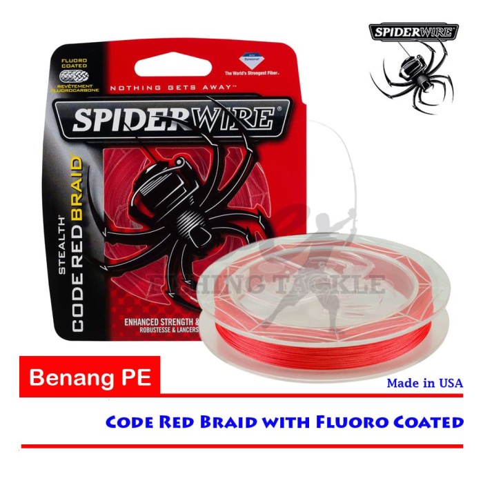 Spiderwire Code Red Braid 50 LB - 300 Yard - Red Rouge - Benang PE