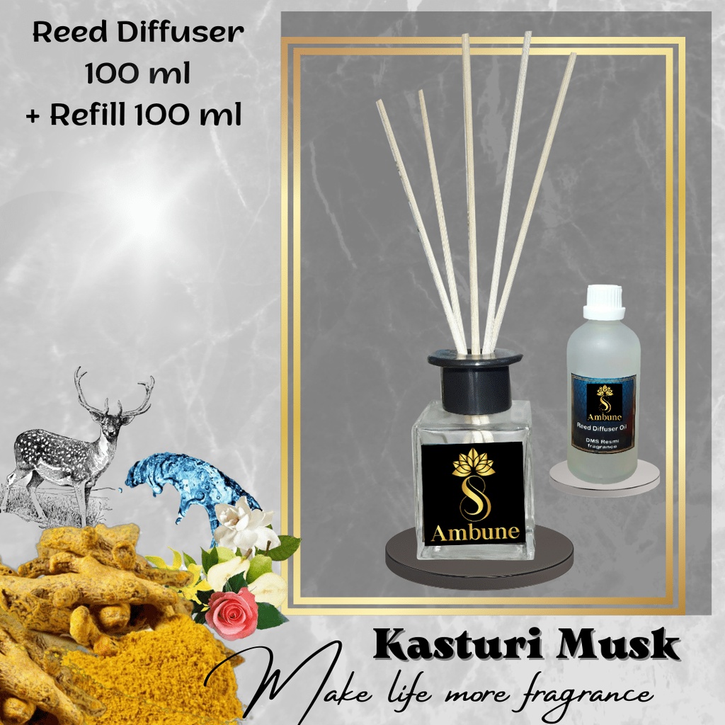 Kasturi Musk - reed diffuser 100 ml pengharum ruangan Ambune