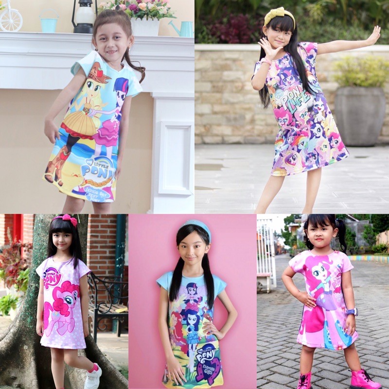 DAILY DRESS LITTLEPONY,HOMEDRESS,BAJU ANAK CEWEK,BAJU ANAK LUCU,DRESS ANAK