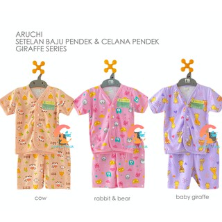  ARUCHI  Setelan Baju  Pendek Celana Pendek Motif S M L 3 