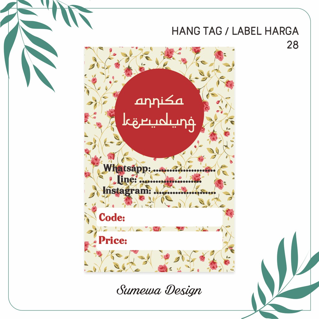 

Hang Tag / Price Tag / Label Harga / Label Baju 28