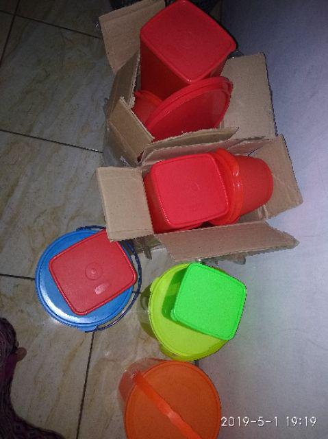 [indra] Set Merah Toples Bulat Isi 12pcs/sbmb 2242/bonus 2 Gelas/toples Peyek