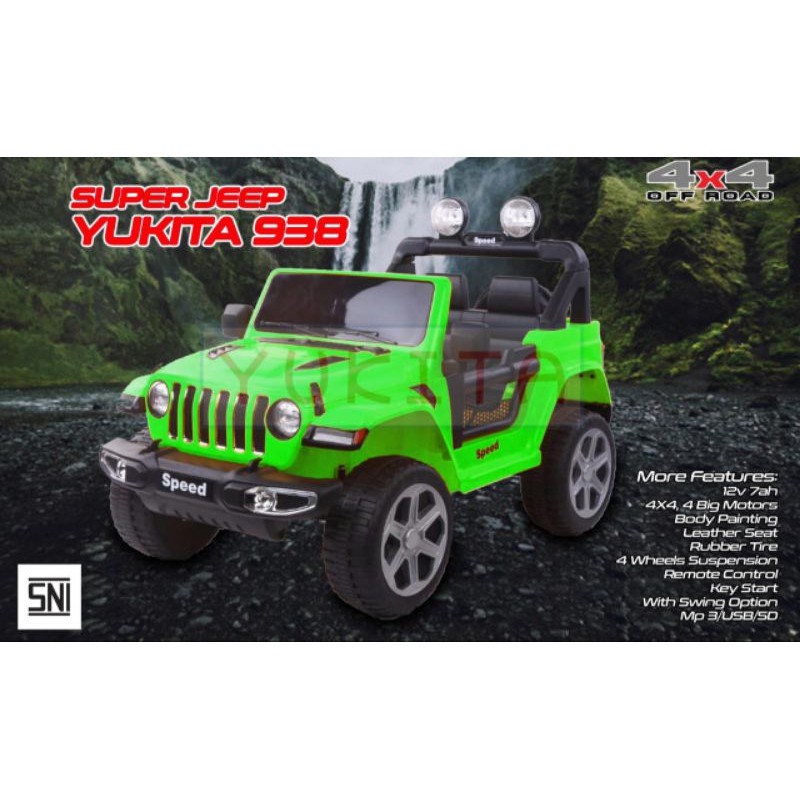 (FREE ONGKIR JAWA) Mainan anak mobil aki JEEP RUBICON Ban Full karet . CAT DUCO