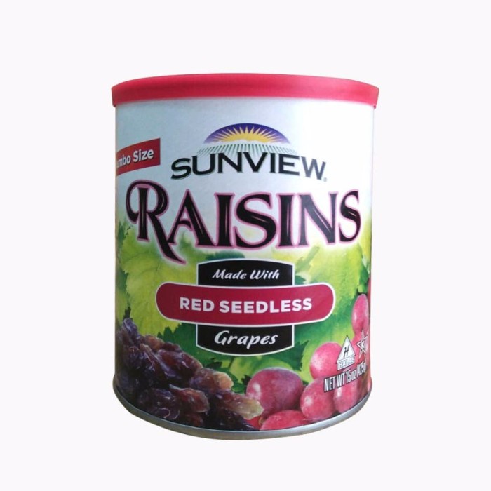 

Kalengbuah- Sunview Raisin Red Seedless 15Oz -Buah-Kaleng.