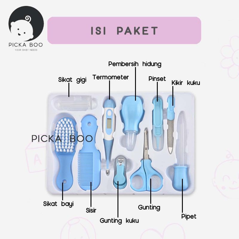 PICKA BOO SET Peralatan Bayi Baby Nail Care Set Isi 10 Peralatan Perawatan Bayi