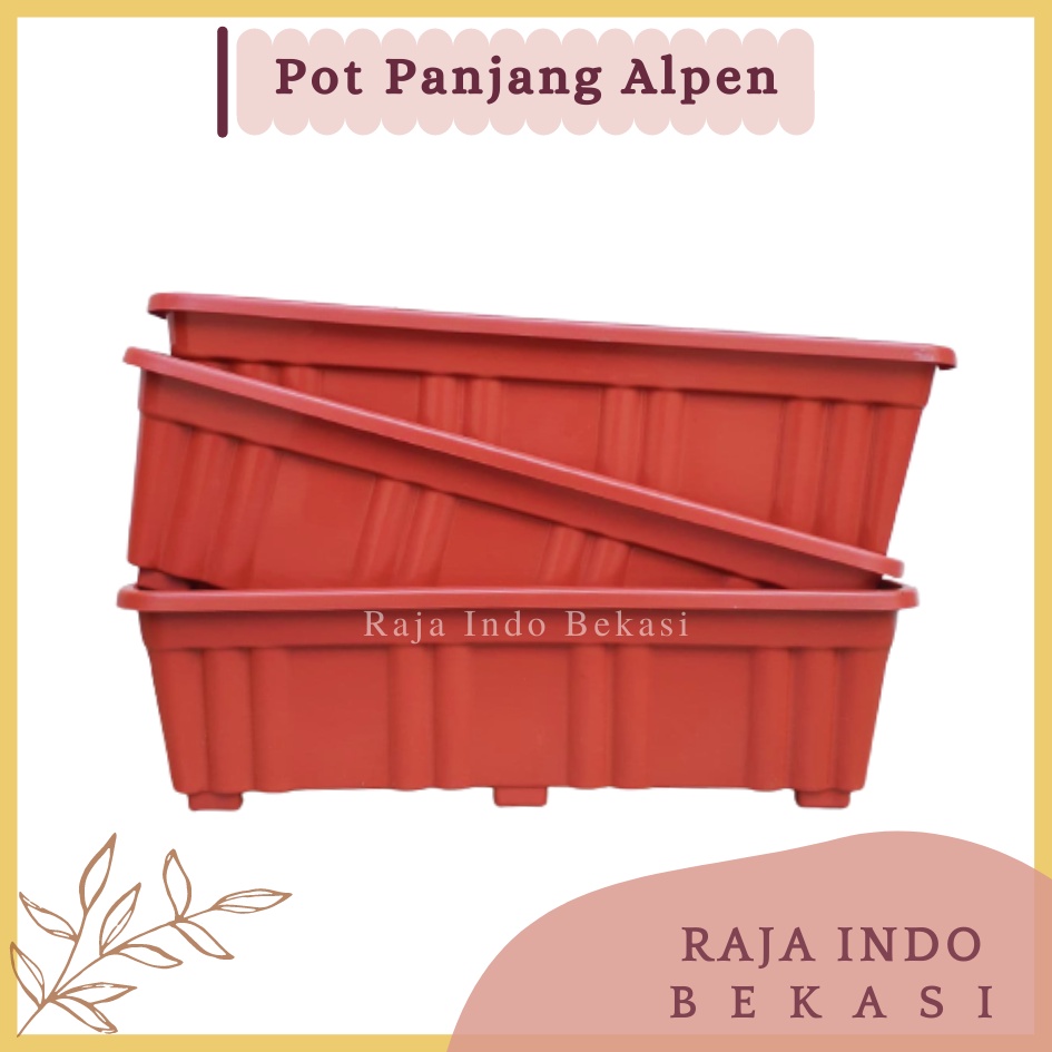 RAJAINDOBEKASI Pot Panjang Alpen 50 Coklat Merah Bata Pot Bunga Segi Panjang 50cm 70cm Pot Panjang Plastik Putih Murah Gantung - Pot Panjang 50