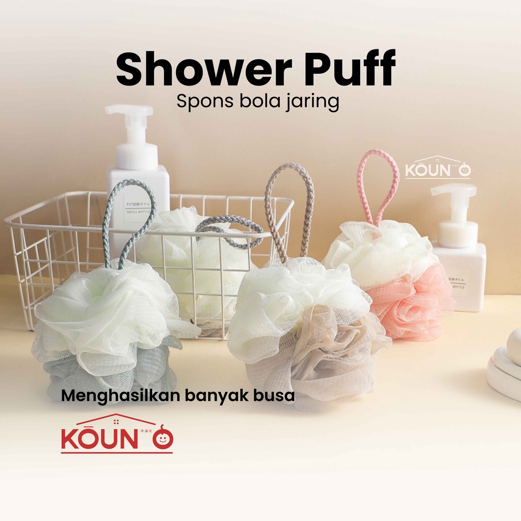 Spons Mandi Lembut Spon Bola Jaring Busa Shower Puff Bath Ball Foaming Sponge Peralatan Mandi Badan