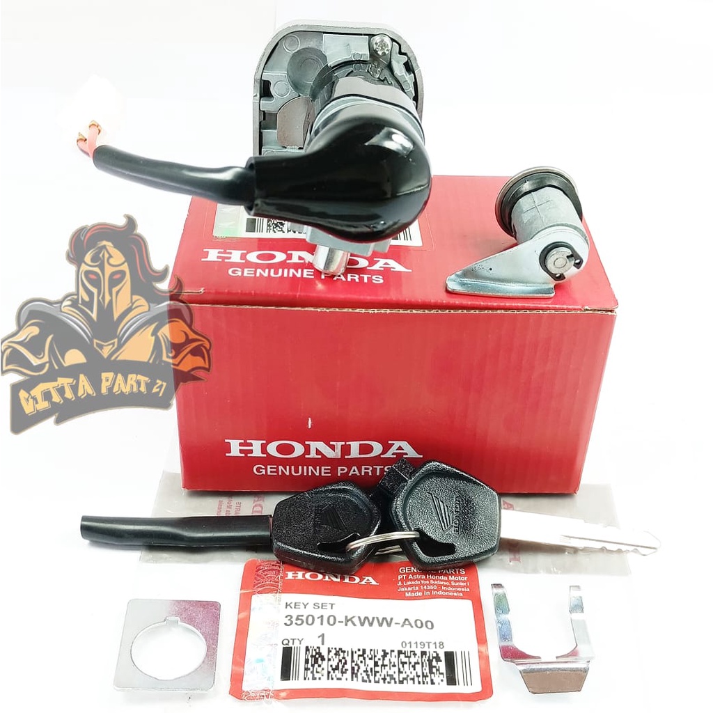 KUNCI KONTAK SET PLUS JOK BELAKANG HONDA KWW KUALITAS ASLI ORIGINAL HONDA AHM PRESISI PAS TINGGAL PASANG AWET DAN DIJAMIN MANTAP / KUNCI REVO ABS / KUNCI REVO ABSOLUTE / KUNCI REVO FIT / KUNCI BLADE KARBU / KONTAK REVO ABSOLUTE / KONTAK BLADE KARBU