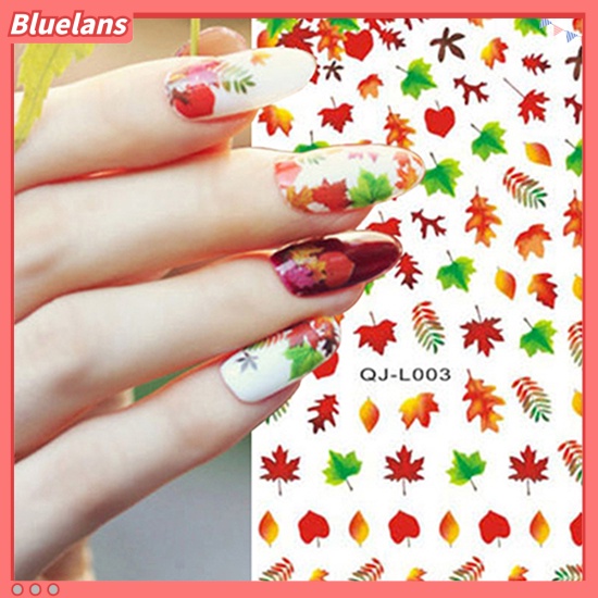 Bluelans Stiker Nail Art Manicure Desain Daun Maple Bunga Butterfly