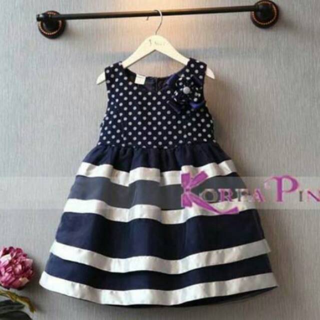 Korea pink dress navy
