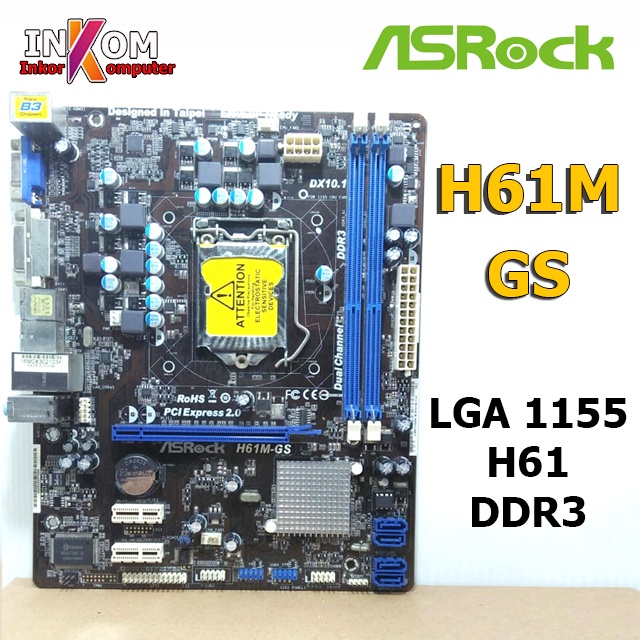 Motherboard Mainboard Mobo Intel LGA 1155 H61 Onboard Asrock