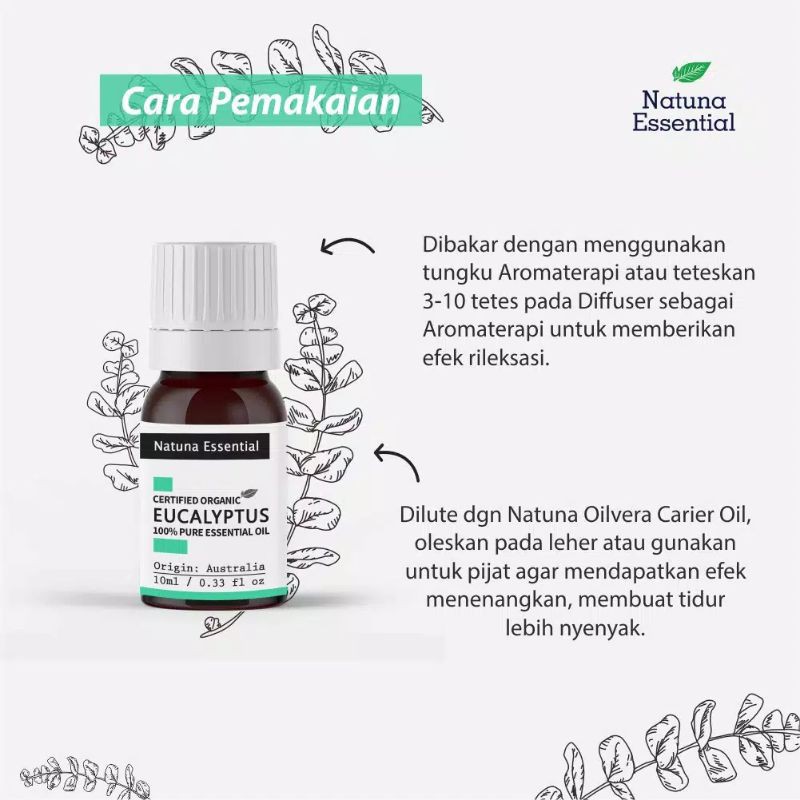 Natuna Eucalyptus Essential Oil Pure Minyak Essensial Atsiri Aroma Terapi Esensial Diffuser Difuser