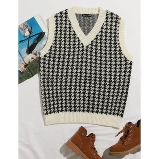 NEWWW SWEATER HOUNDSTOOTH VEST rompi  korea  rompi  