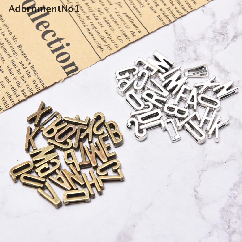 (AdornmentNo1) 26pcs Manik-Manik Bentuk Huruf Alfabet Model Vintage Untuk Gelang DIY