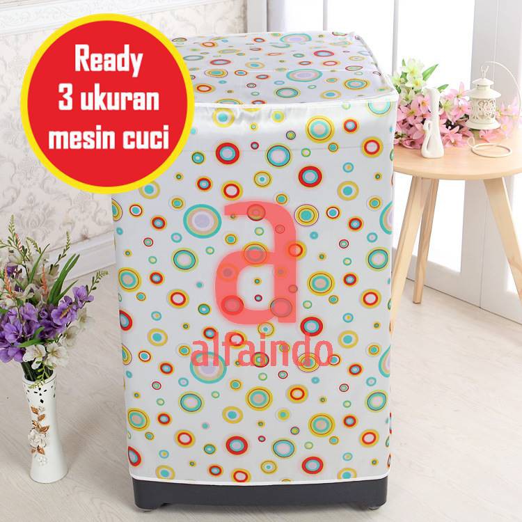 Alfaindo Cover Mesin Cuci Penutup Plastik Peva WMC001 Motif Bubbles