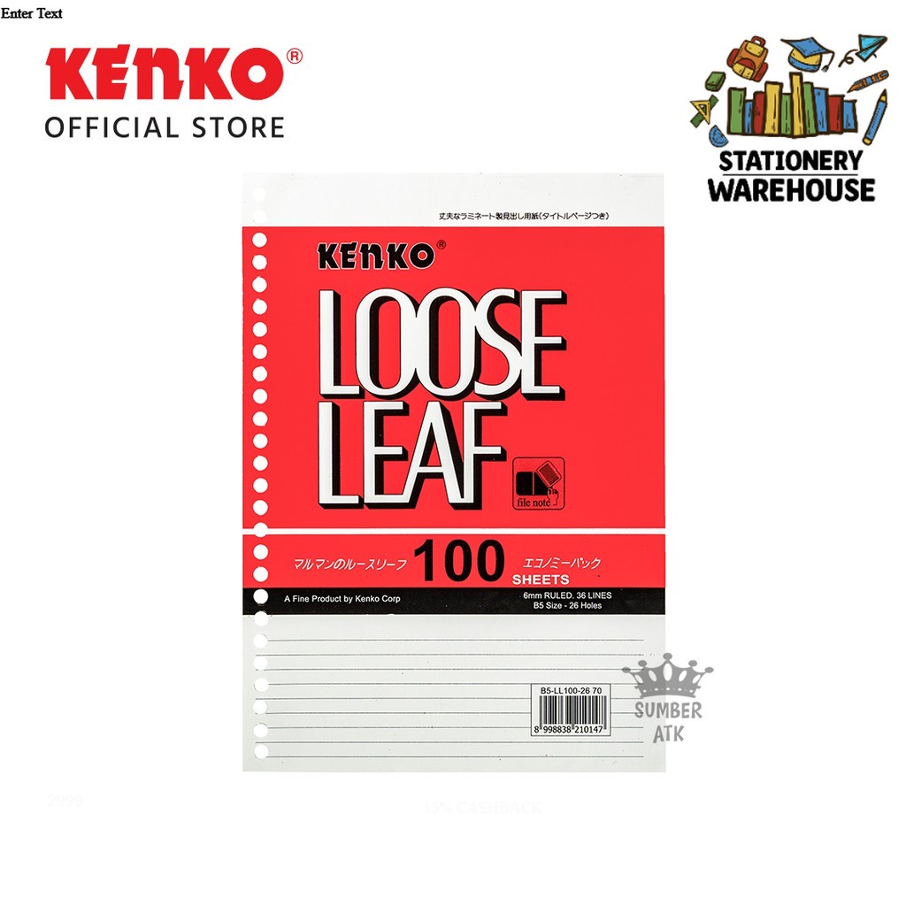 

KENKO LOOSE LEAF B5 LL 100 2670 ( 100 Sheet / 100 Lembar )