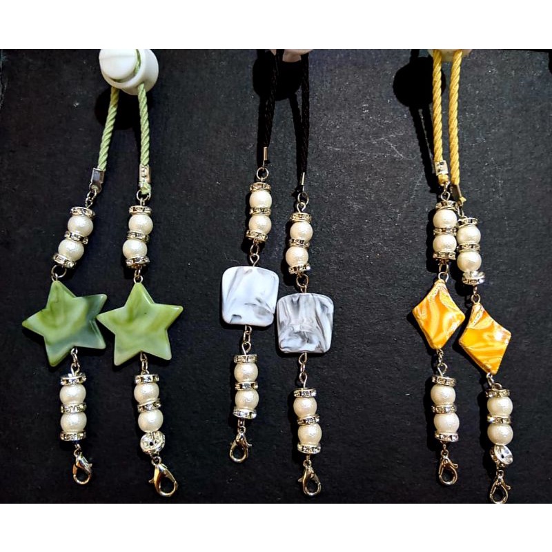 Konektor Tali Masker Hijab Mutiara Batu kotak/Gantungan masker