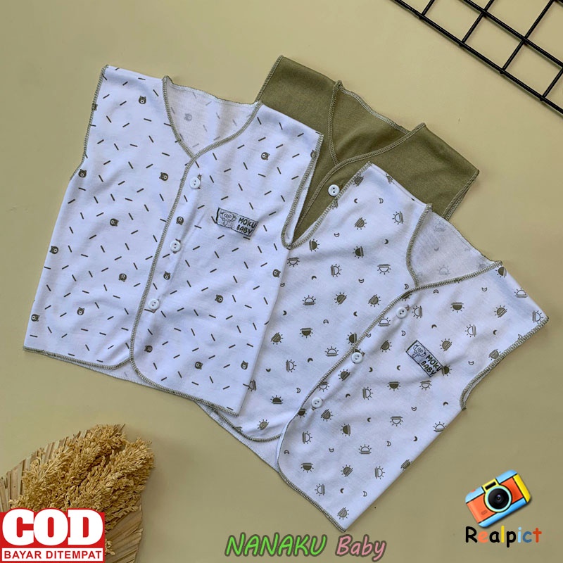 3 PCS Baju Newborn Bayi Baru Lahir Baju Lengan Kutung Usia 0-3 bulan Seri Army - Anababy