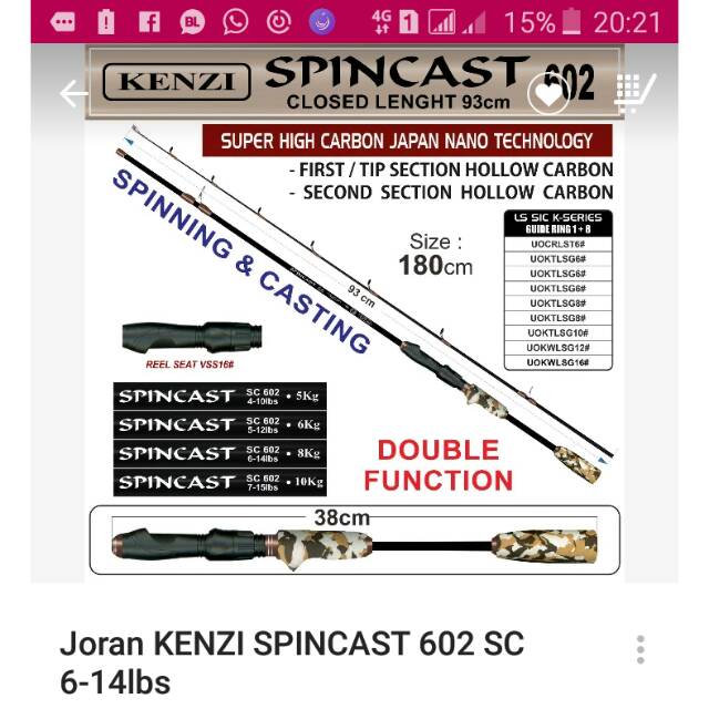 Joran kenzi spin cast 180  6-14lb