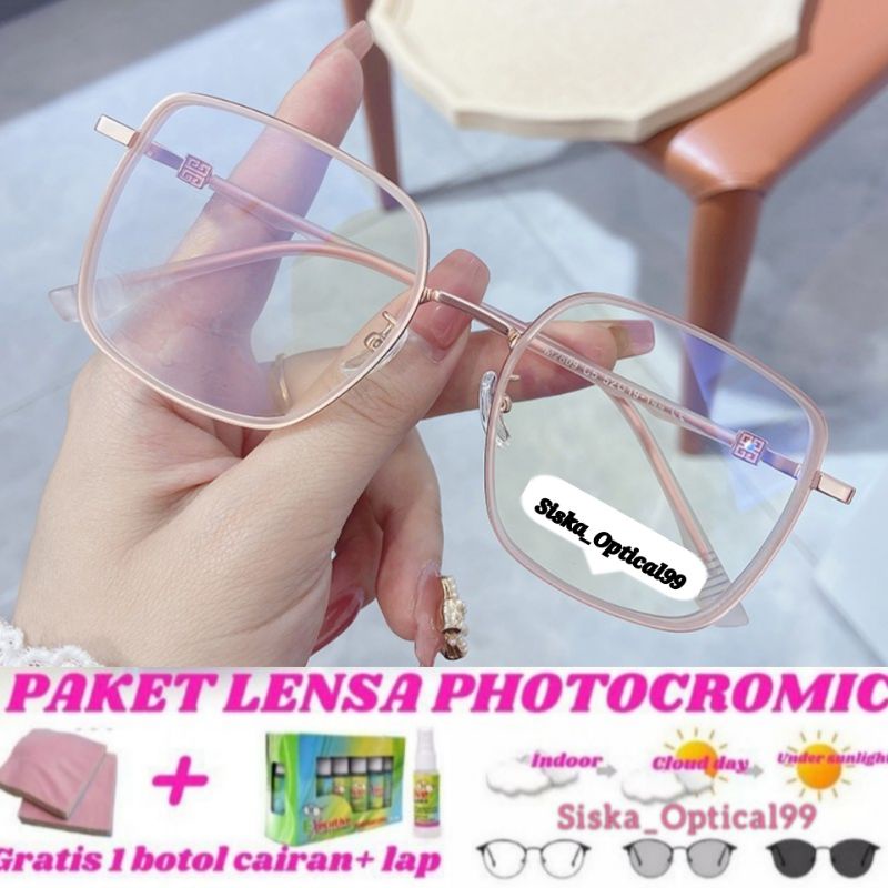 Frame Kacamata Photocromic | Kacamata Minus Anti Radiasi | Kacamata Wanita 2809