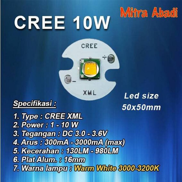 HPL CREE 10W Warm White XML Diameter 16 mm