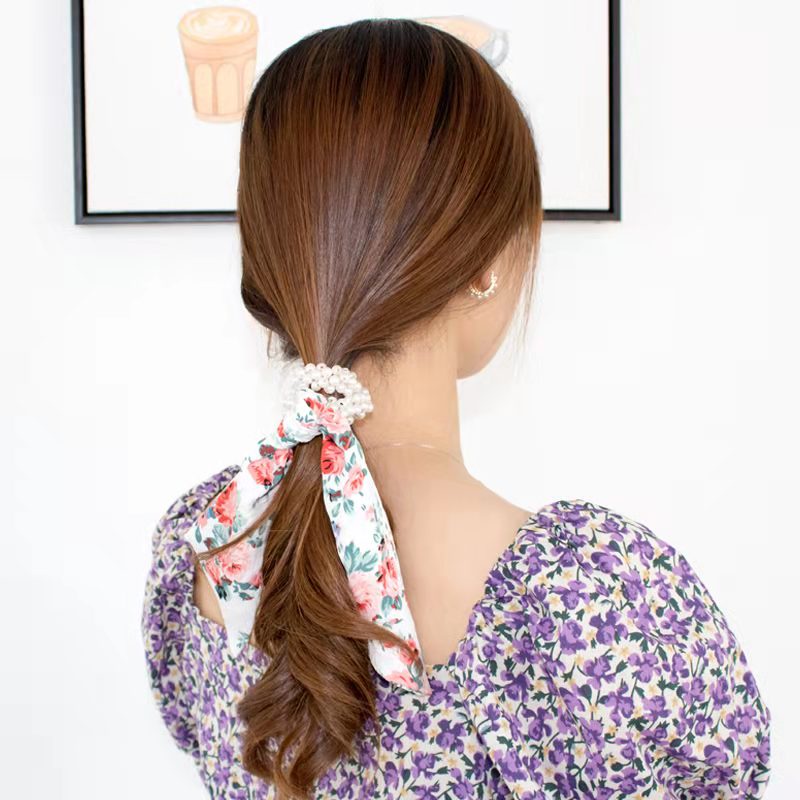 (Hello Girl)F115 Ikat Rambut Wanita Ikat Rambut Mutiara Pita Besar import