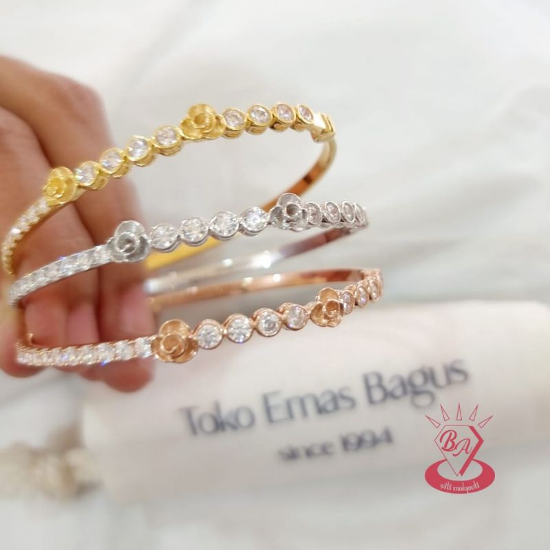 1 paket gelang emas asli bangle 3 warna kadar 375