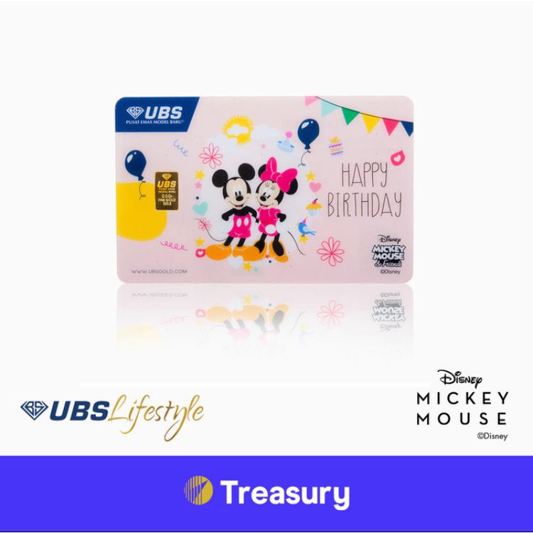 Logam Mulia UBS 0,5 Gr Disney Mickey Minnie Happy Birthday Edition