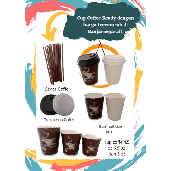 

PAPER CUP COFFE OZ 6,5 OZ 8 OZ TUTUP DAN STIRRER