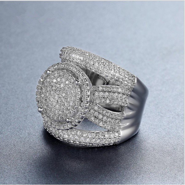 SEUSUK Cincin Silver Antik Desain Matahari Bulat Hias Berlian Imitasi Warna Silver untuk Wanita