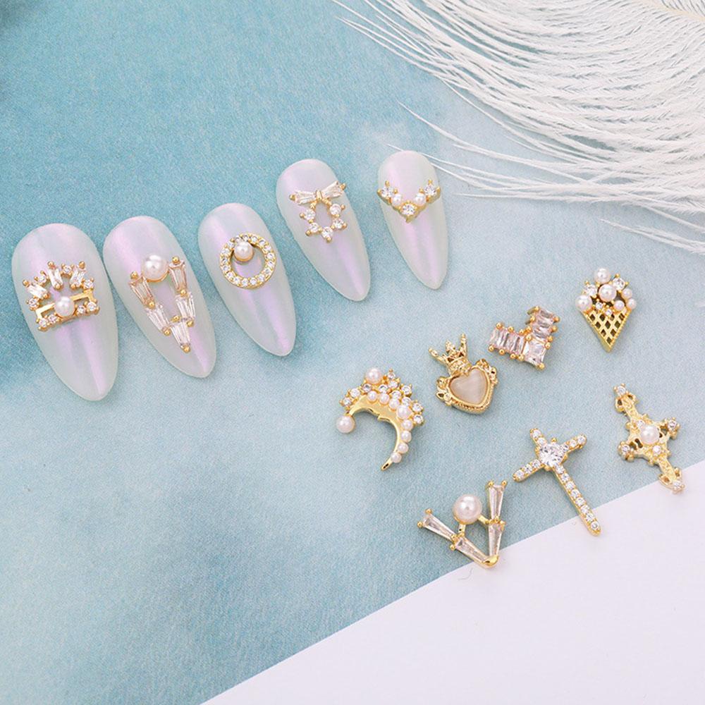 MXBEAUTY 3d Nail Art Dekorasi Mewah 1Pcs Mutiara Perhiasan Zirkon Kristal Kuku Liontin