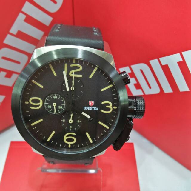 Jam tangan pria expedition tipe E6339M silver black original