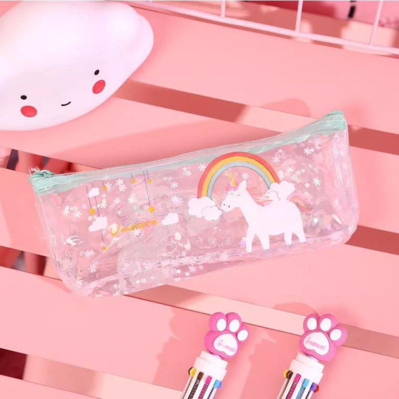 

VLL 39 tempat alat tulis pensil glitter unicorn