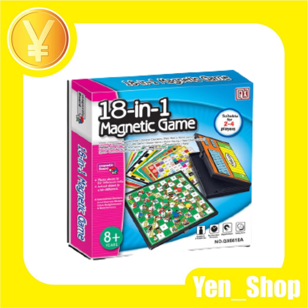 MAGNETIC BOARD GAME 18 in 1 Ludo Halma Ular Tangga dll Mainan Edukatif Game Keluarga Papan Magnet