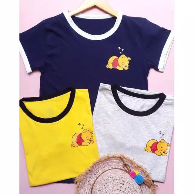 RINGER TEE POOH / TSHIRT POOH PAKAIAN WANITA MURAH /  WINNIE THE POOH SALE PROMO CUCI GUDANG