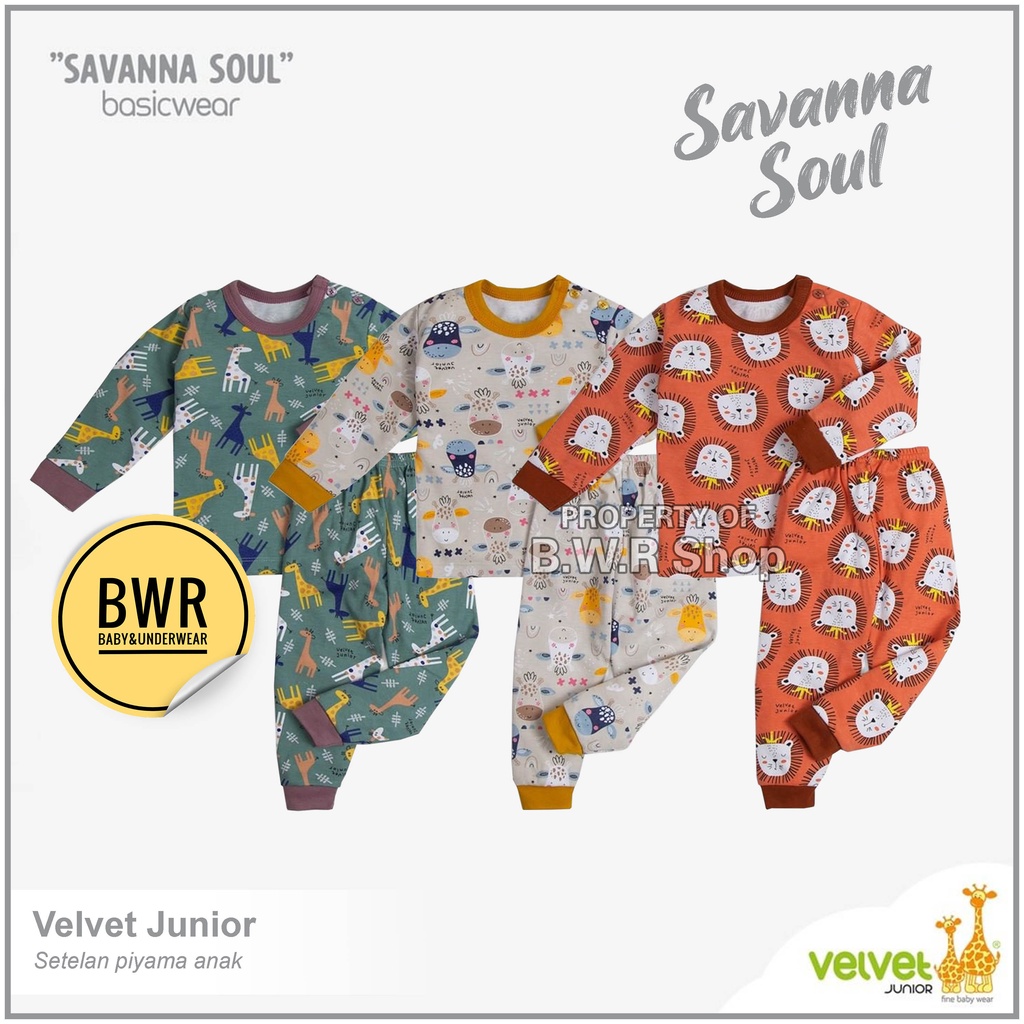 Velvet Junior PANJANG SAVANNA Soul Terbaru / Setelan Piyama Anak Unisex Radiant Kaos Celana Panjang | Bwr IX