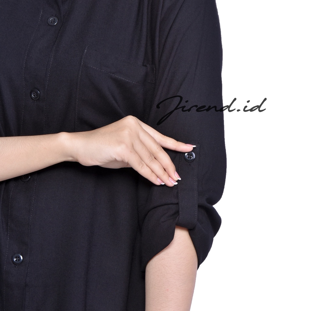 Kemeja Polos Tangan Skoder/ Rayon/ Lengan Panjang