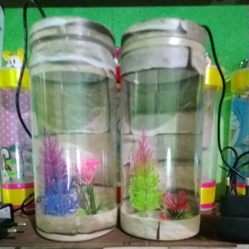 aquarium mini / aquarium ikan hias / aquarium tabung / aquarium lampu led / aquarium cupang