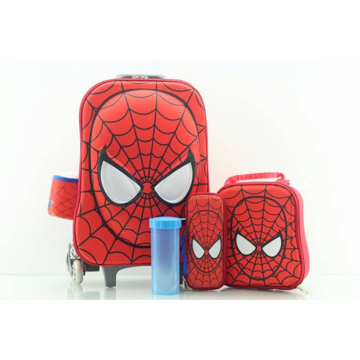 "Tas Trolley Anak Spiderman 3D 4in1 Set"