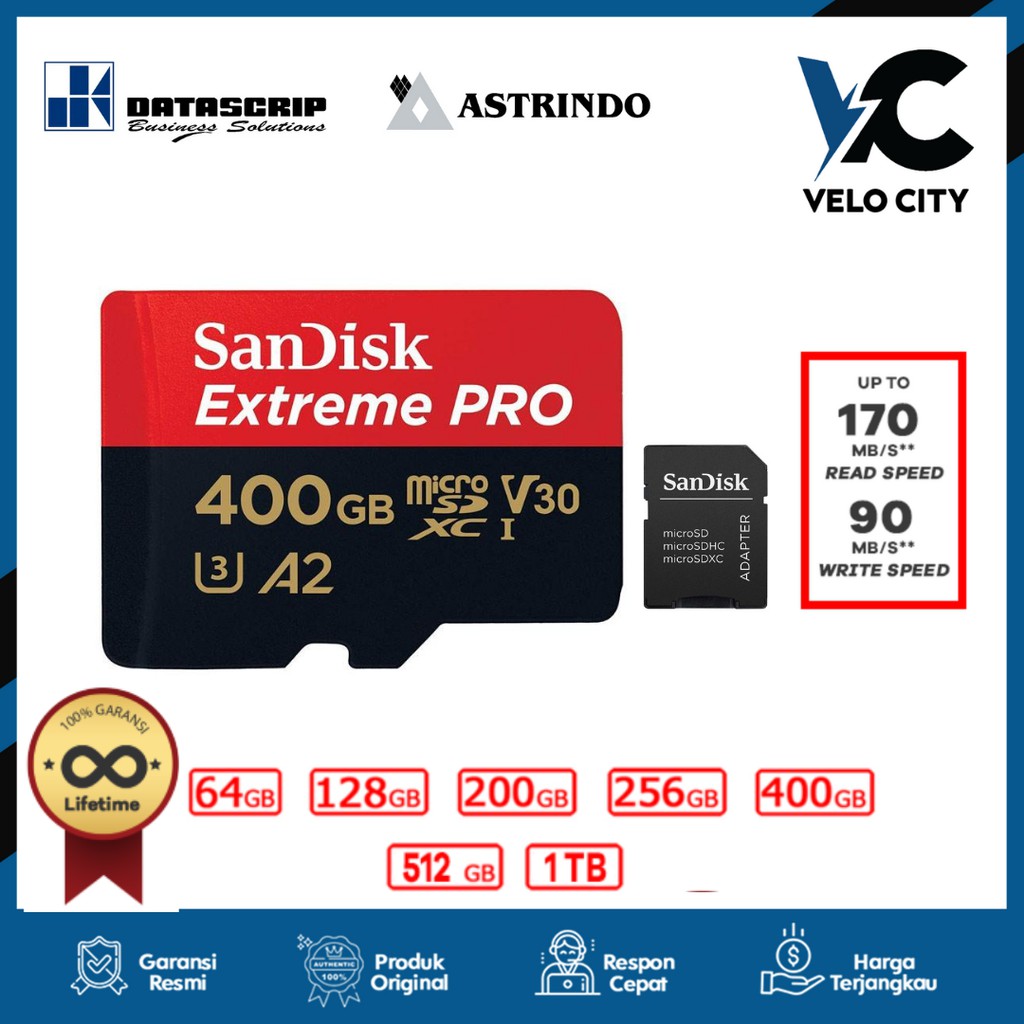 Memory Card Micro sd 400Gb CL10 170Mbps Extreme Pro V2 Original Garansi LIFE TIME