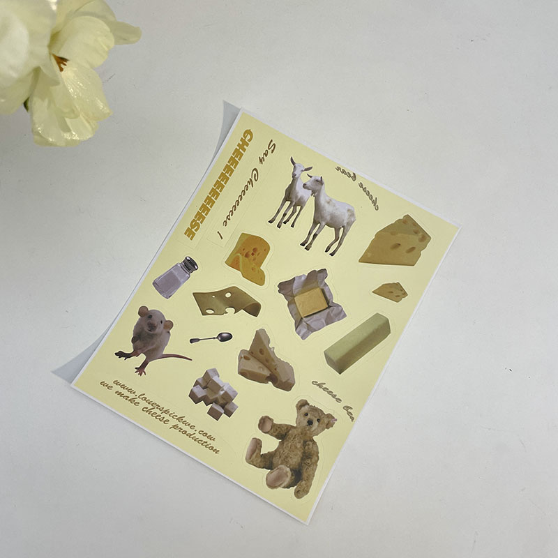 Ins wind cow sticker milk yellow bear hand account decoration collage material DIY album mobile phone case sticker