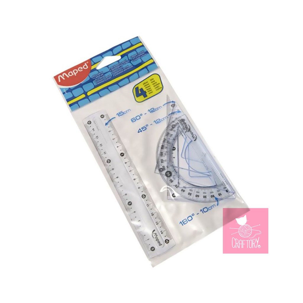 

Maped Essentials Mini Set Ruler 15cm Penggaris 15 cm isi 4 busur derajat Segitiga Sama Sisi Siku