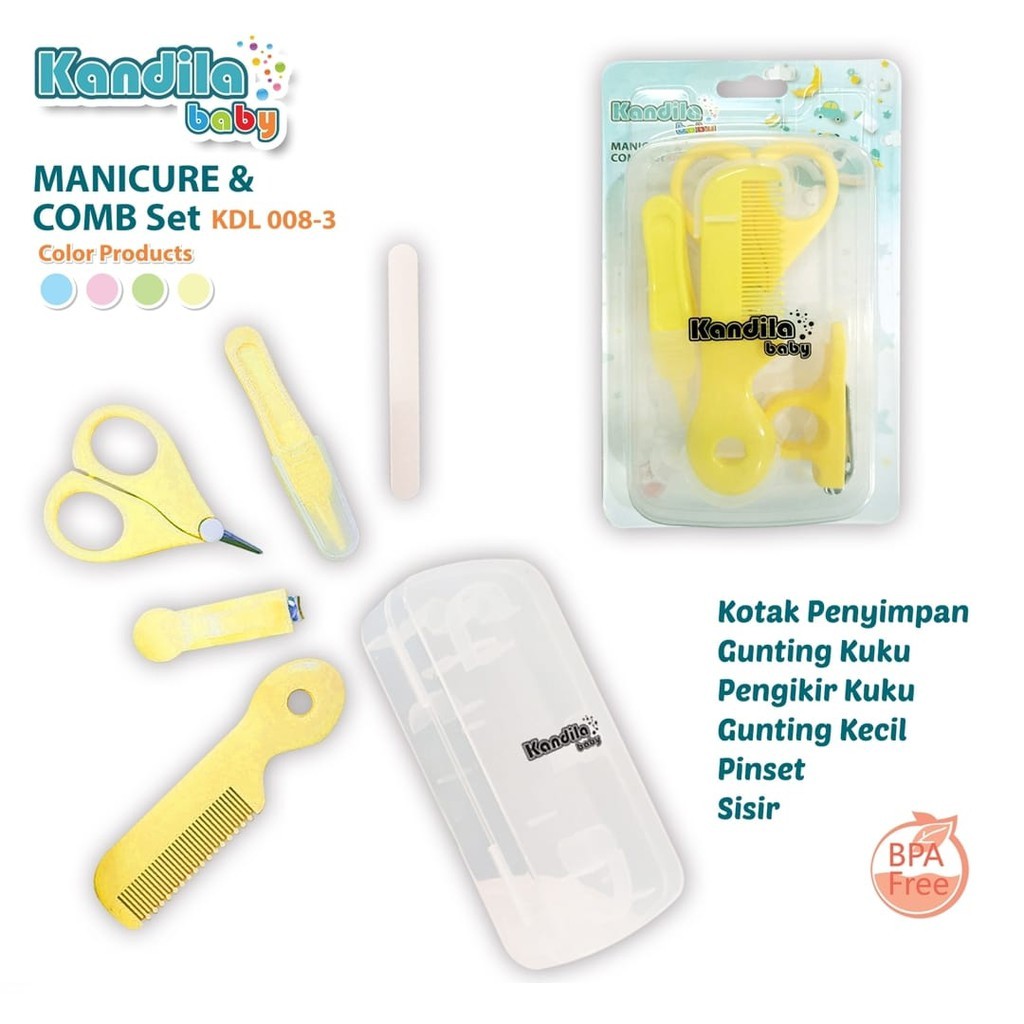 Set Gunting Kuku Sisir Bayi Kandila Baby Manicure &amp; Comb Set KDL008-3